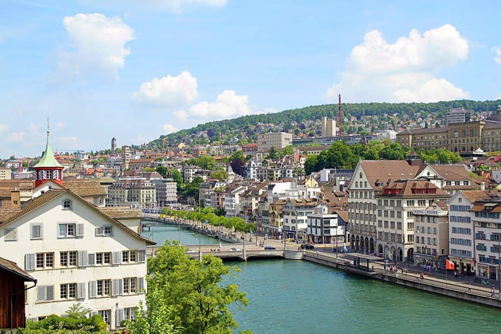 People from Lucern watch the new street in Zurich