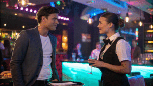 speaking to the staff in a sex club in Vienna