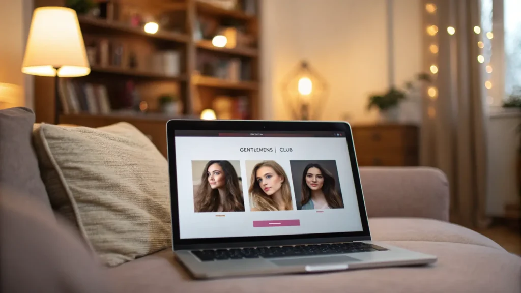 sexclub website on a laptop