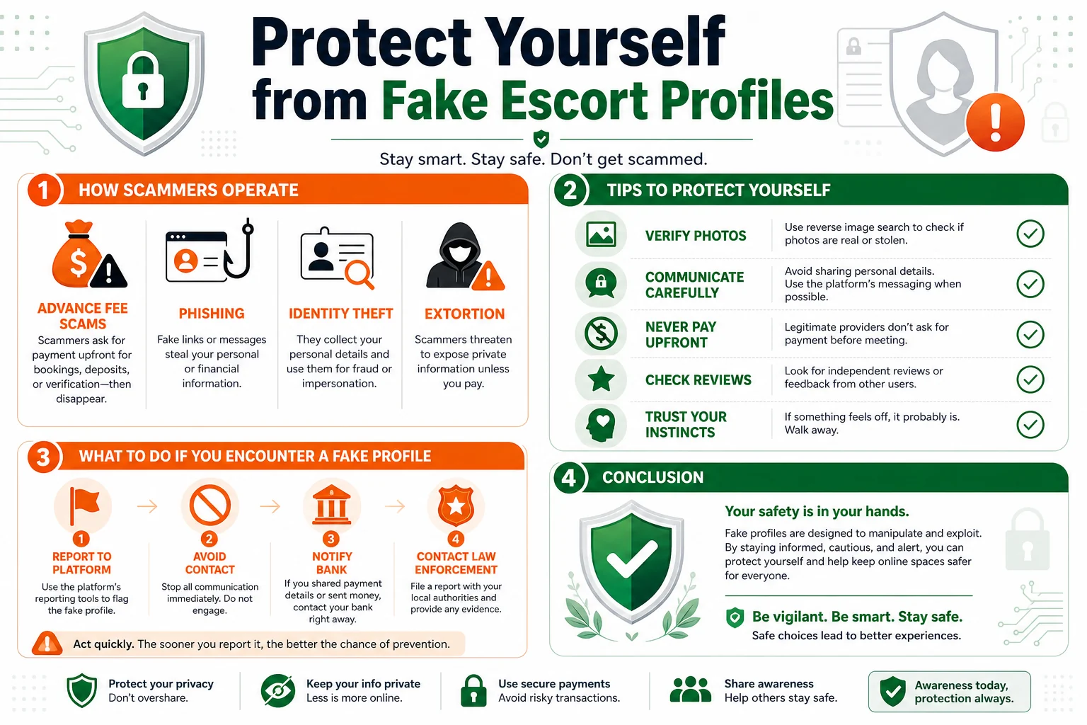 Fake Escort Profiles: How to Spot Scams and Protect Yourself infographic