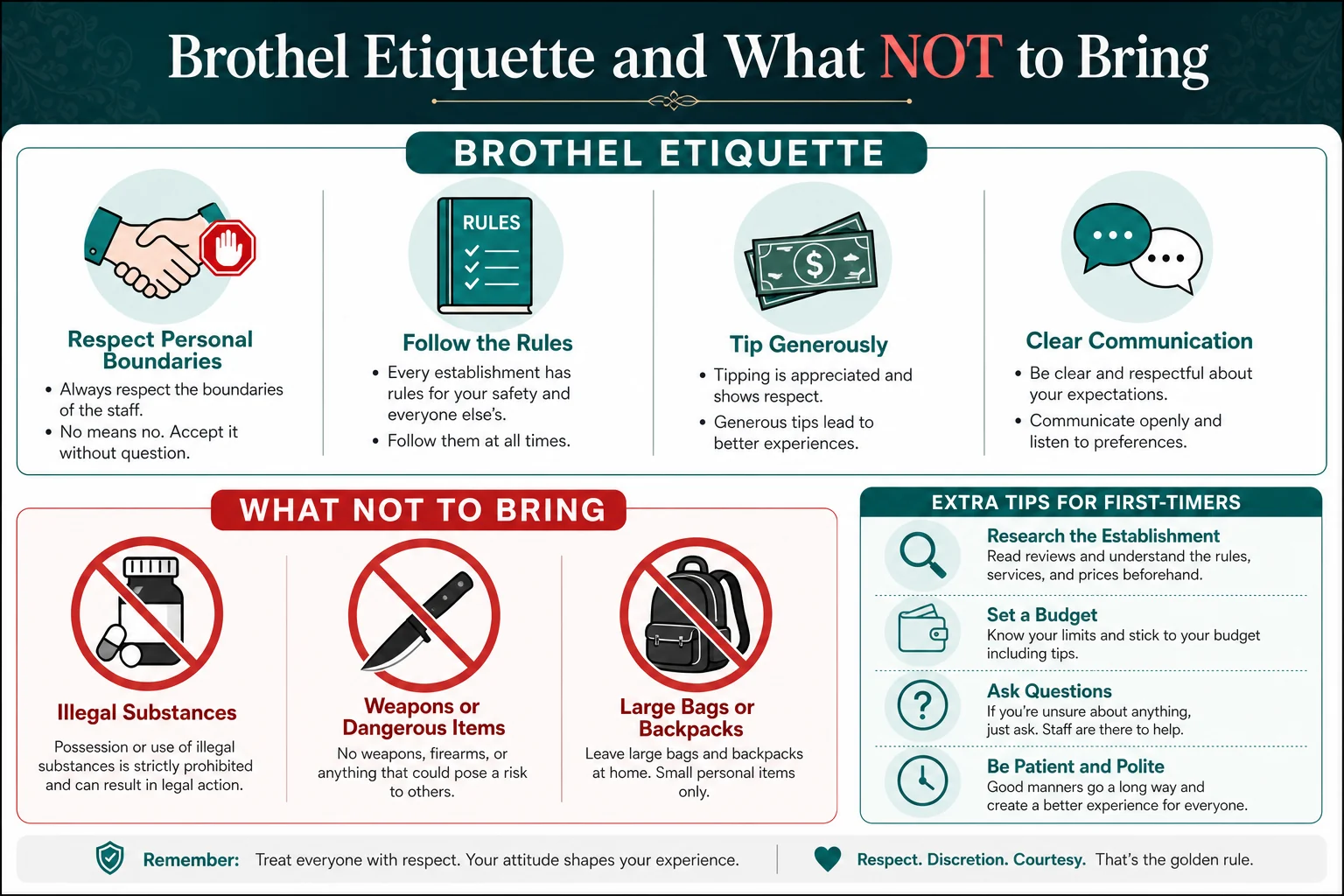 What to Bring to a Brothel Visit infographic