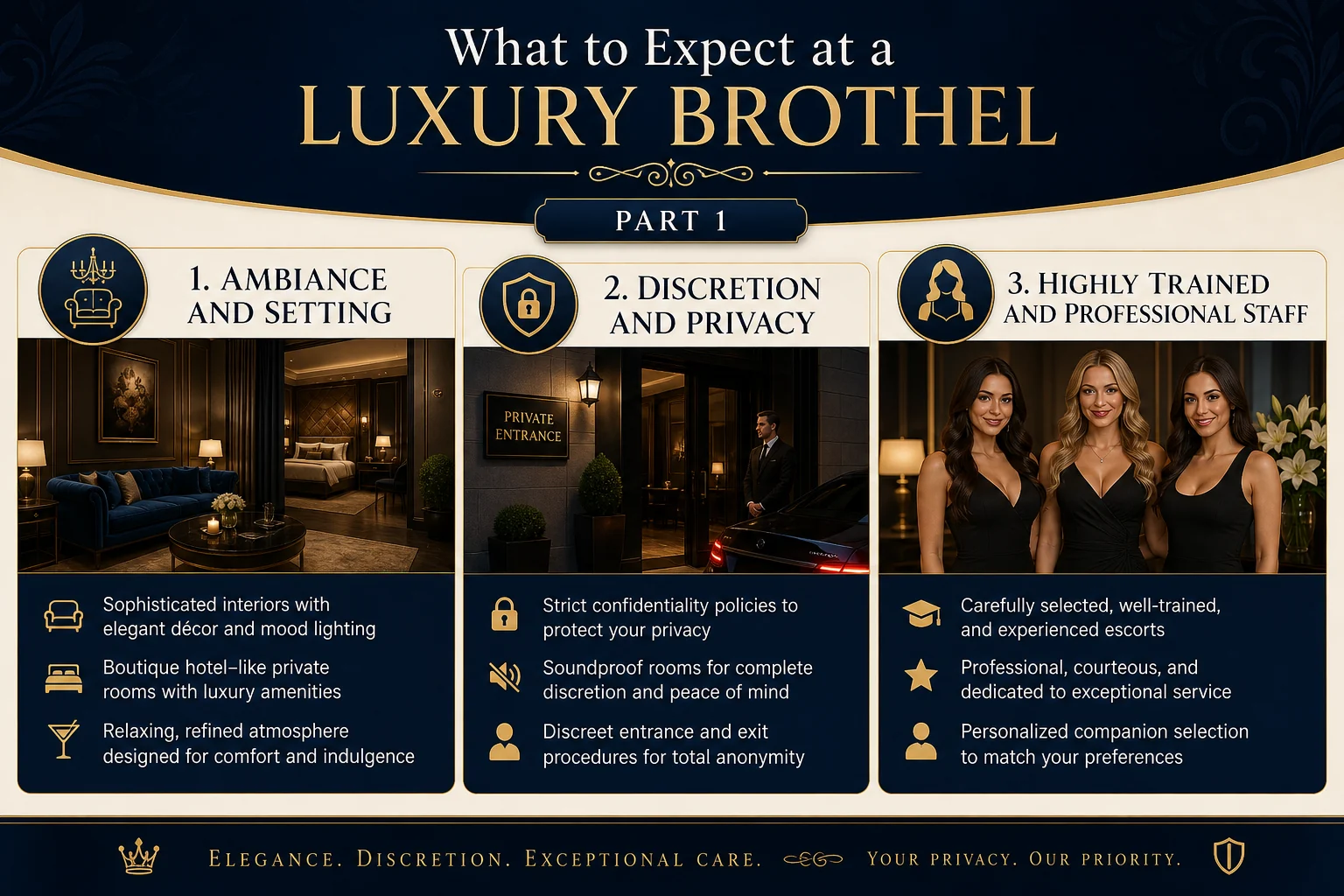 What to Expect at a Luxury Brothel infographic