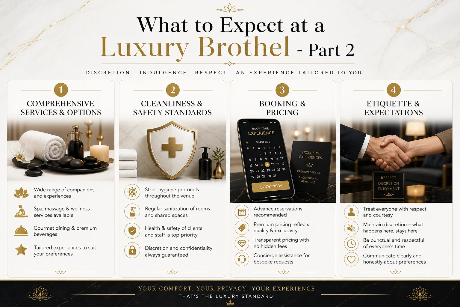 What to Expect at a Luxury Brothel infographic