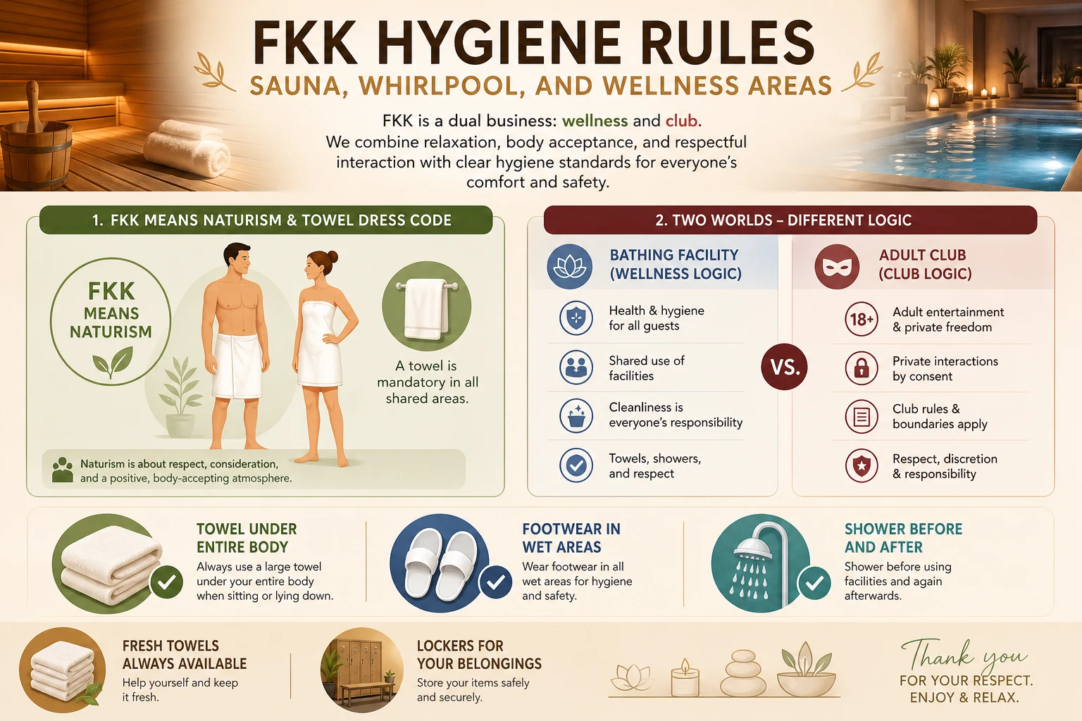 How the towel, shower and slipper rules work in an FKK club