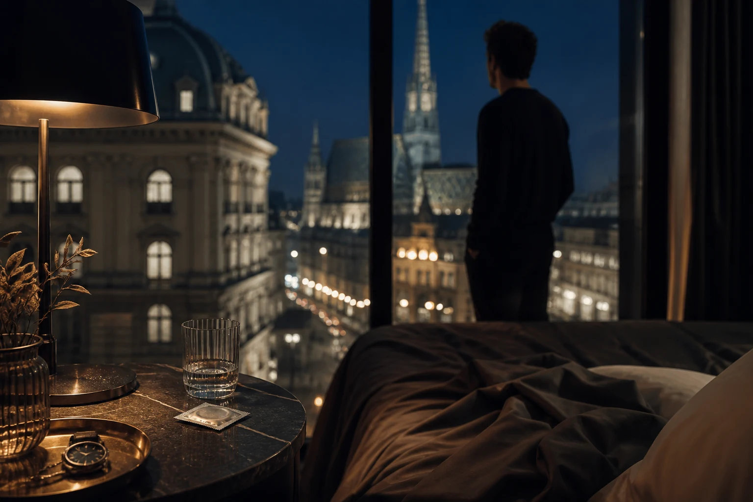Night view of Vienna with a clock motif suggesting a 72 hour window